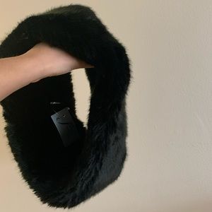 Black faux fur infinity scarf